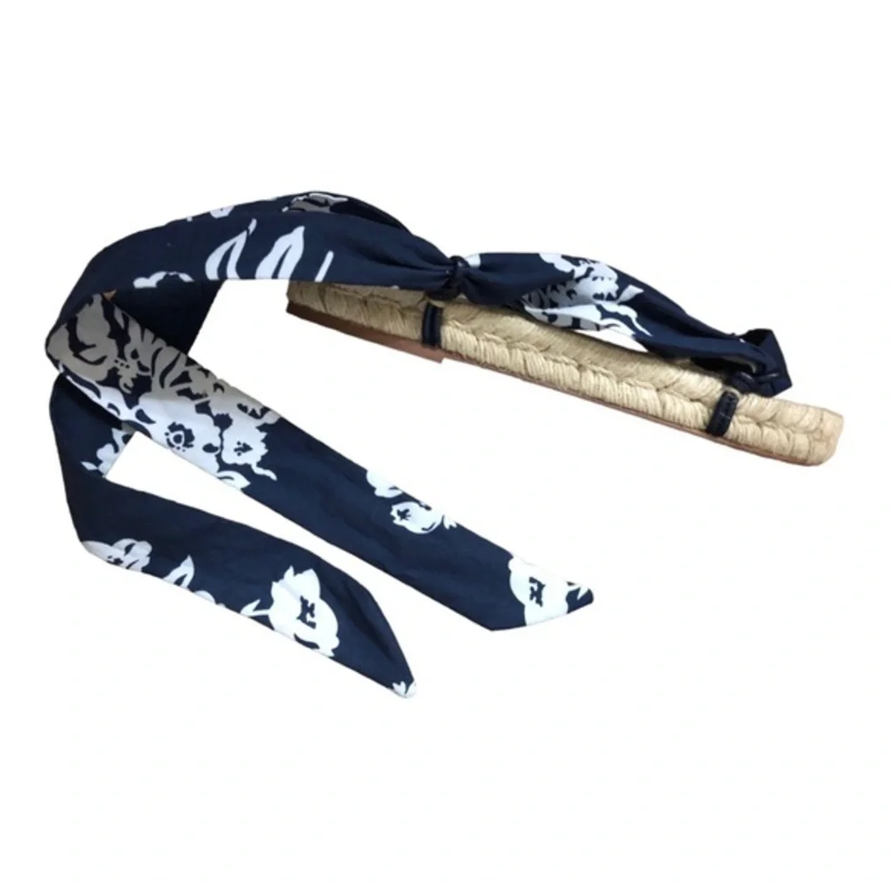 Polo Ralph Lauren made in spain blue floral ankle tie espadrilles‎ flats size 9B